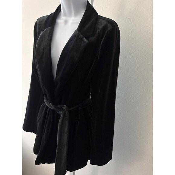 Quiet Luxury J.Jill Blazer Size M Wearever Velvet Black Belted One-Button Jacket - Picture 10 of 14